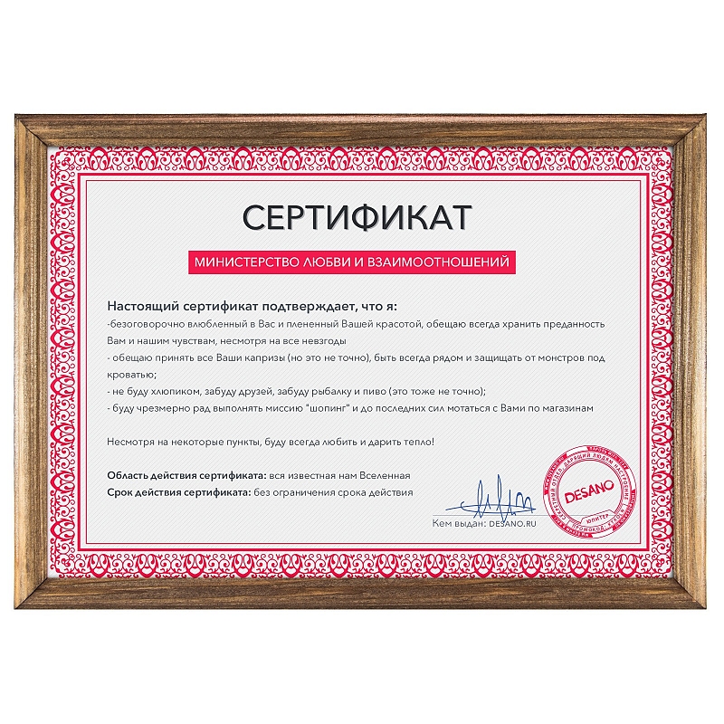 Сертификат от министерства любви и взаимоотношений #2