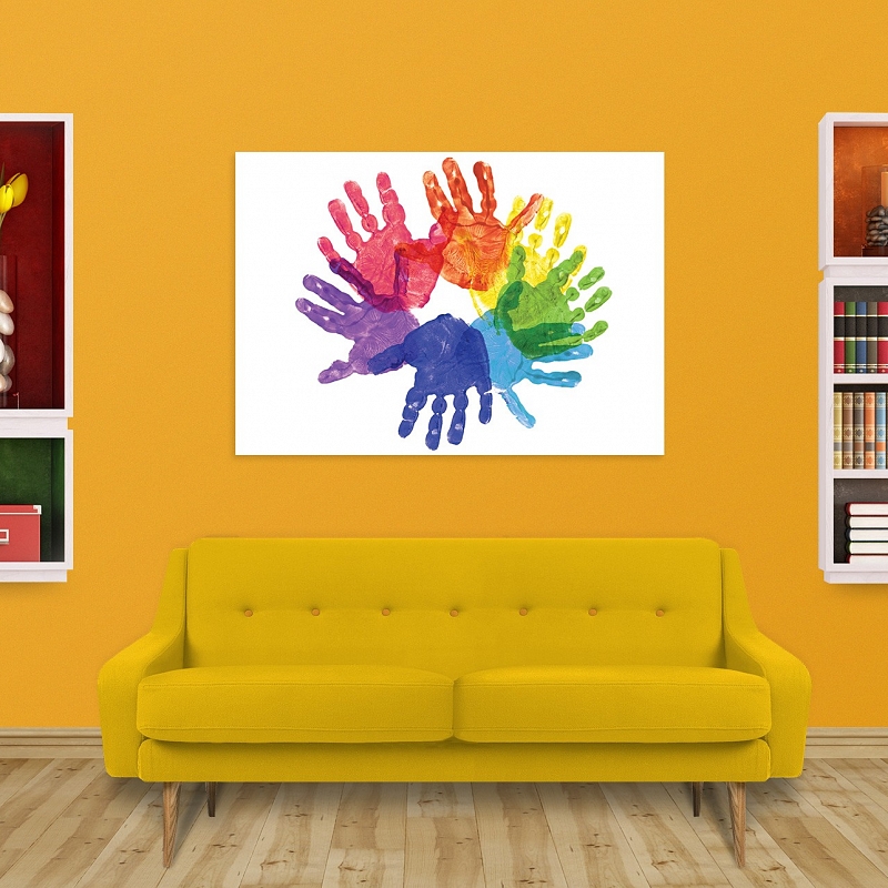 Постер Цветные отпечатки рук (большой) #2
