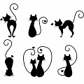 Наклейка на стену «Кошки» 6шт #1 Наклейка на стену «Кошки» 6шт #1