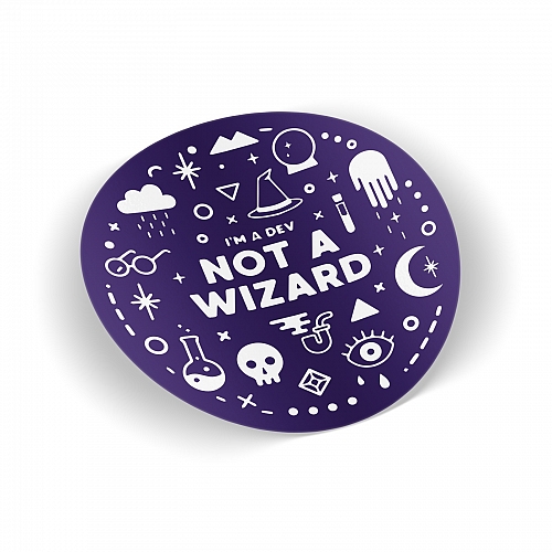 Стикер I'm a dev, not a Wizard