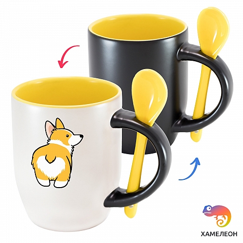 Кружка хамелеон Corgi Heart Butt