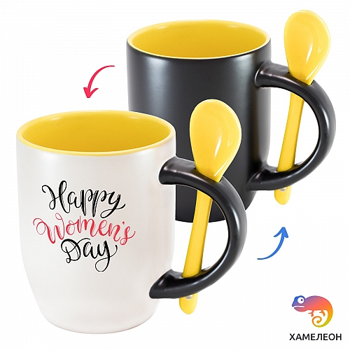 Кружка хамелеон Happy Women's Day (red)