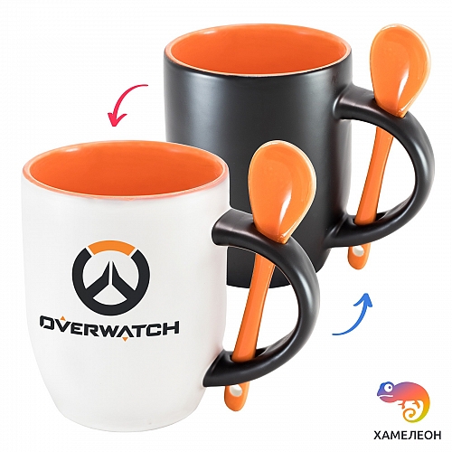 Кружка хамелеон Overwatch (logo)