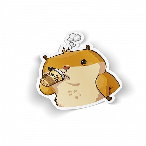 Стикер Сеня с кофе