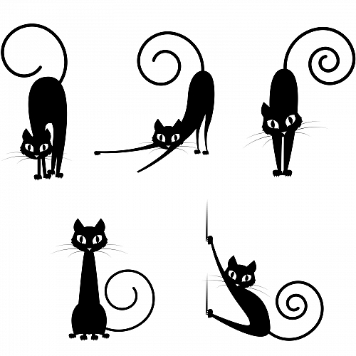 Наклейка на стену «Кошки» 5шт