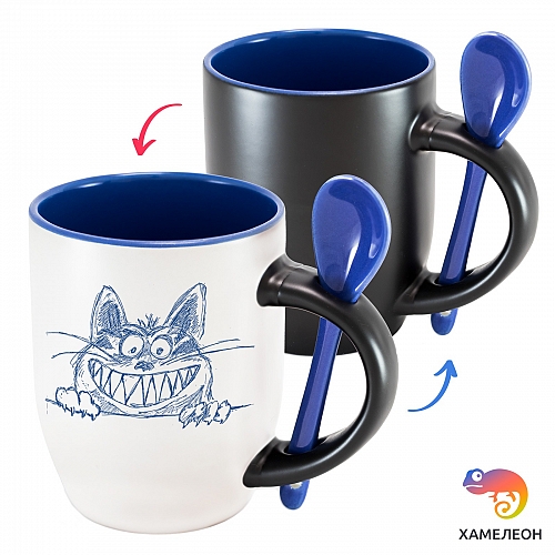 Кружка хамелеон «Нарисованный котик»