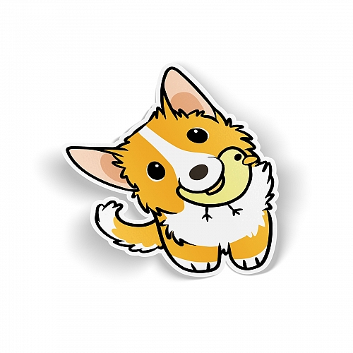 Стикер Corgi with Duck
