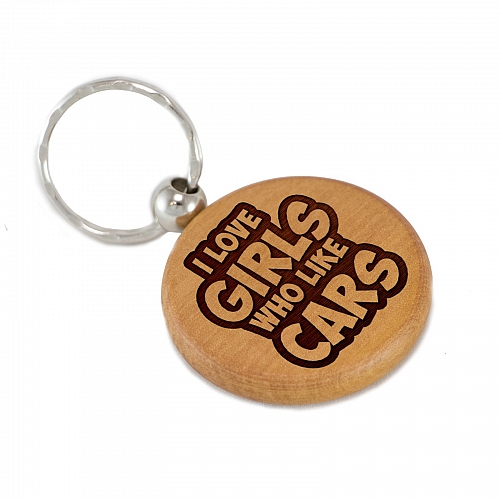 Брелок I love girls who like cars из дерева