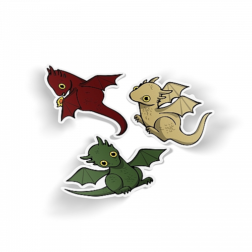 Стикер Game of Thrones - Дрогон, Рейгаль, Визерион (3шт)