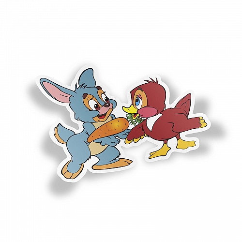 Стикер Зайчик и уточка