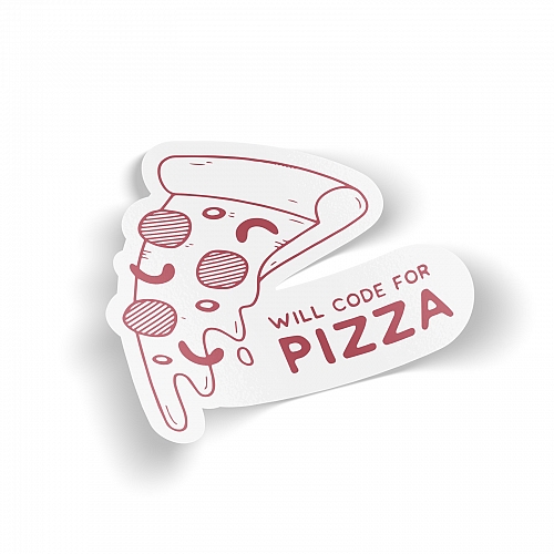 Стикер Will code for Pizza