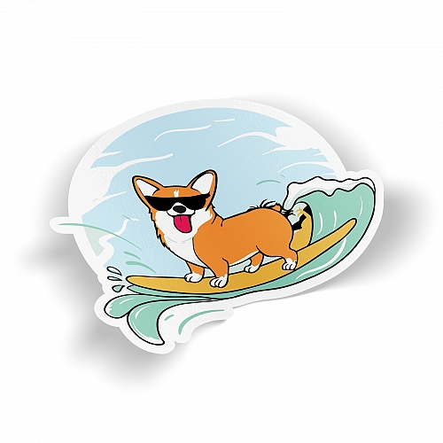 Стикер Corgi Water Skiing