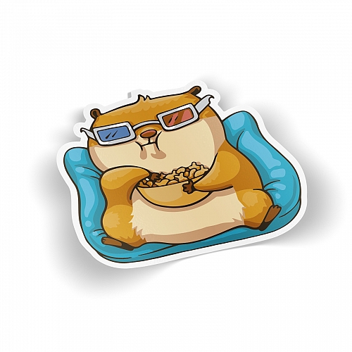 Стикер «Хомяк Сеня» - Смотрит кино