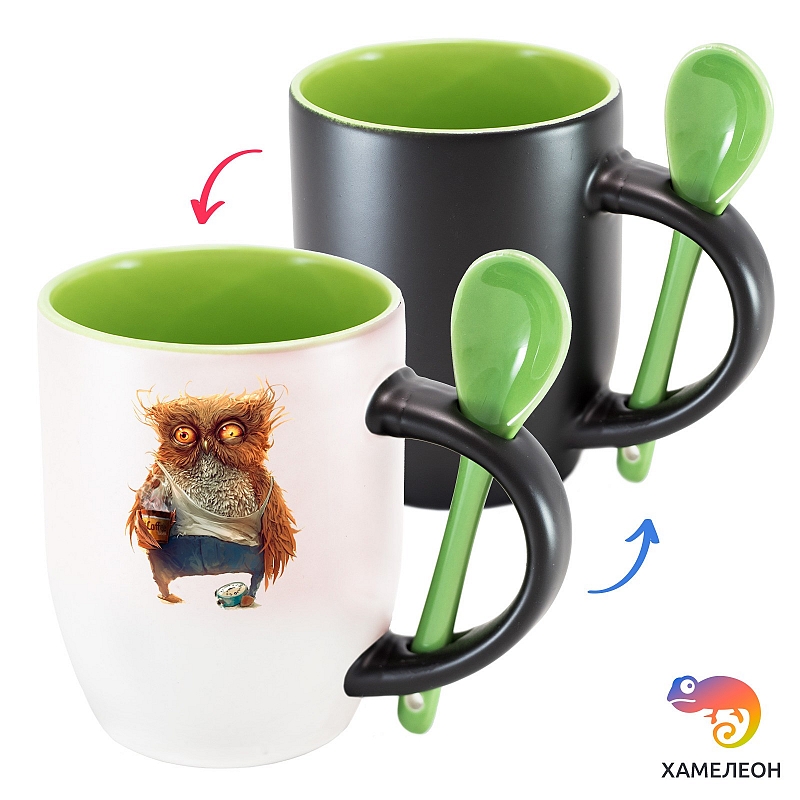 Кружка хамелеон «Невыспавшаяся сова» - # 4 Кружка хамелеон «Невыспавшаяся сова» #4