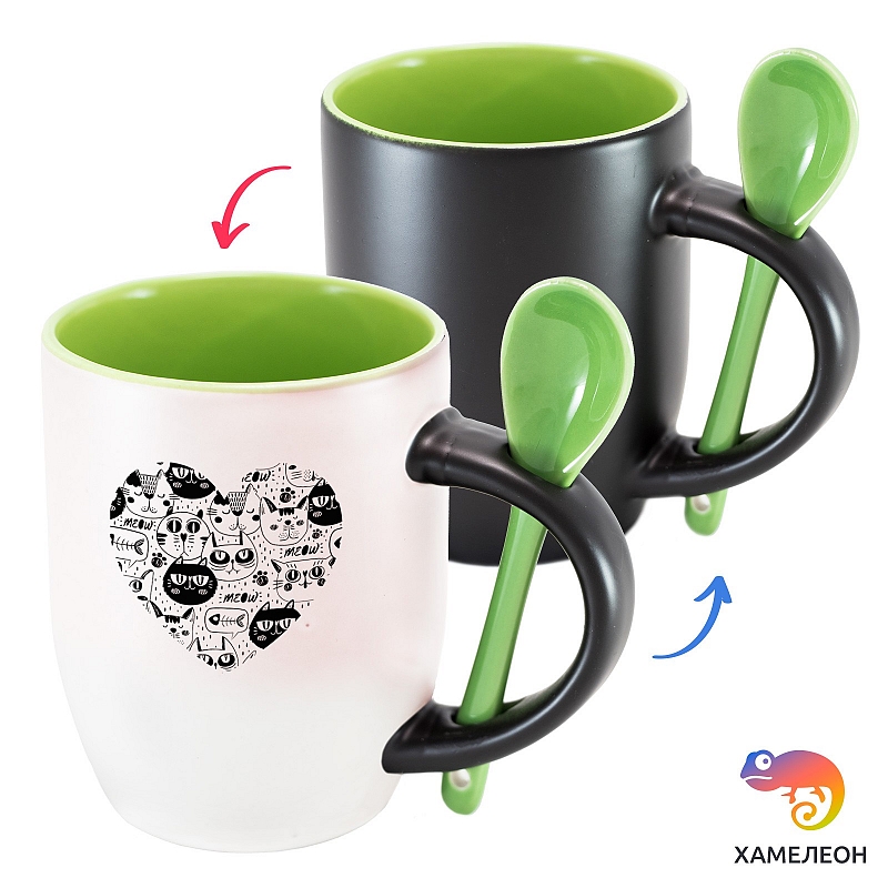 Кружка хамелеон «Сердечко из кошек» - # 4 Кружка хамелеон «Сердечко из кошек» #4