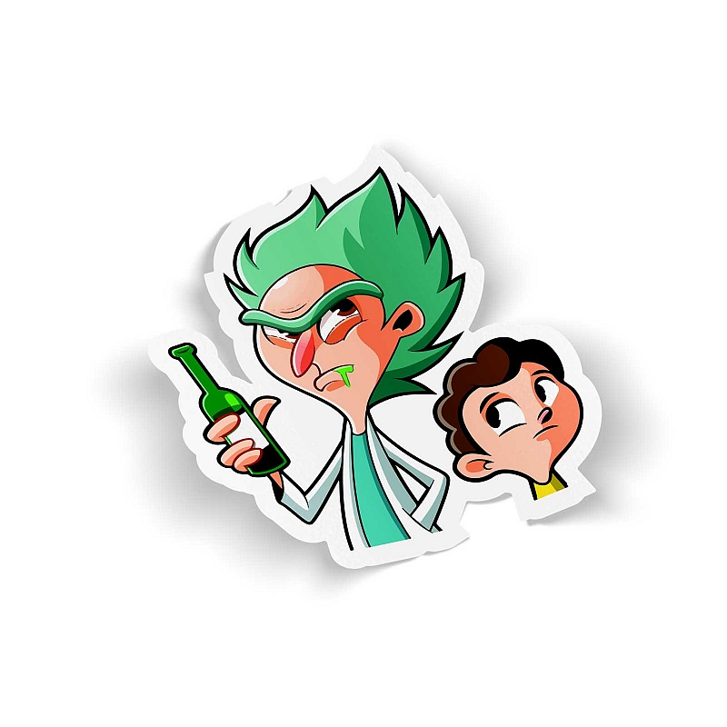 Стикер Рик и Морти с бутылкой (фан арт) - # 1 Стикер Рик и Морти с бутылкой (фан арт) #1