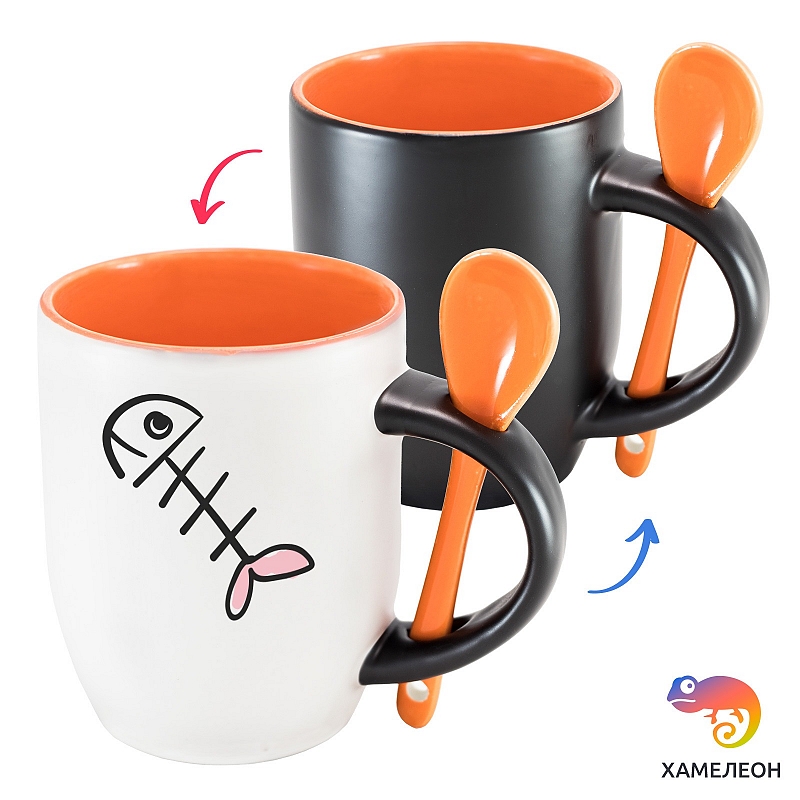 Кружка хамелеон «Косточки рыбы» - # 3 Кружка хамелеон «Косточки рыбы» #3