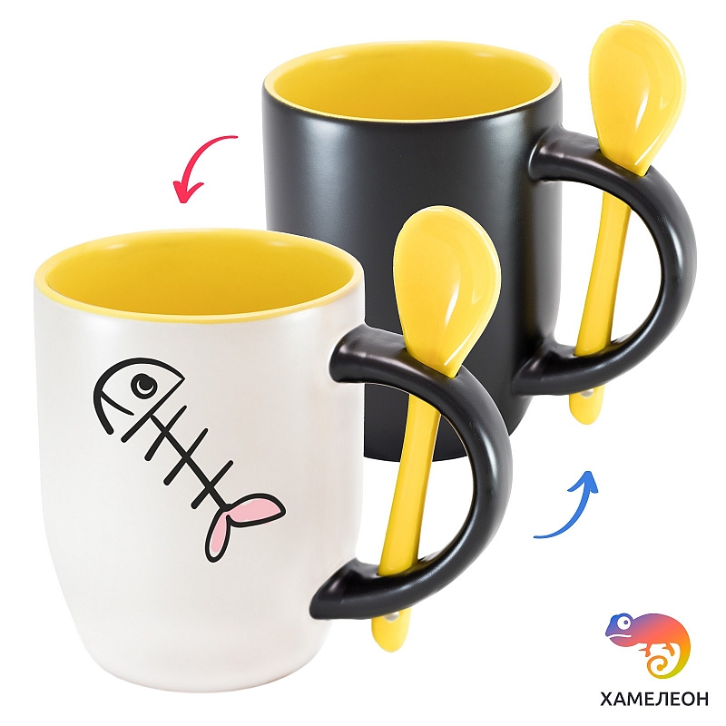 Кружка хамелеон «Косточки рыбы» - # 2 Кружка хамелеон «Косточки рыбы» #2
