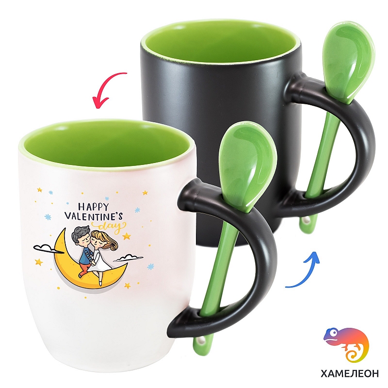 Кружка хамелеон Happy Valentine's Day (на луне) - # 4 Кружка хамелеон Happy Valentine's Day (на луне) #4