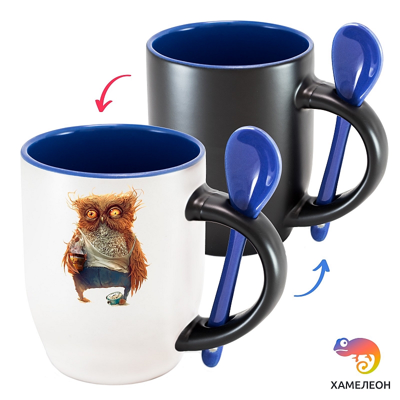 Кружка хамелеон «Невыспавшаяся сова» - # 3 Кружка хамелеон «Невыспавшаяся сова» #3