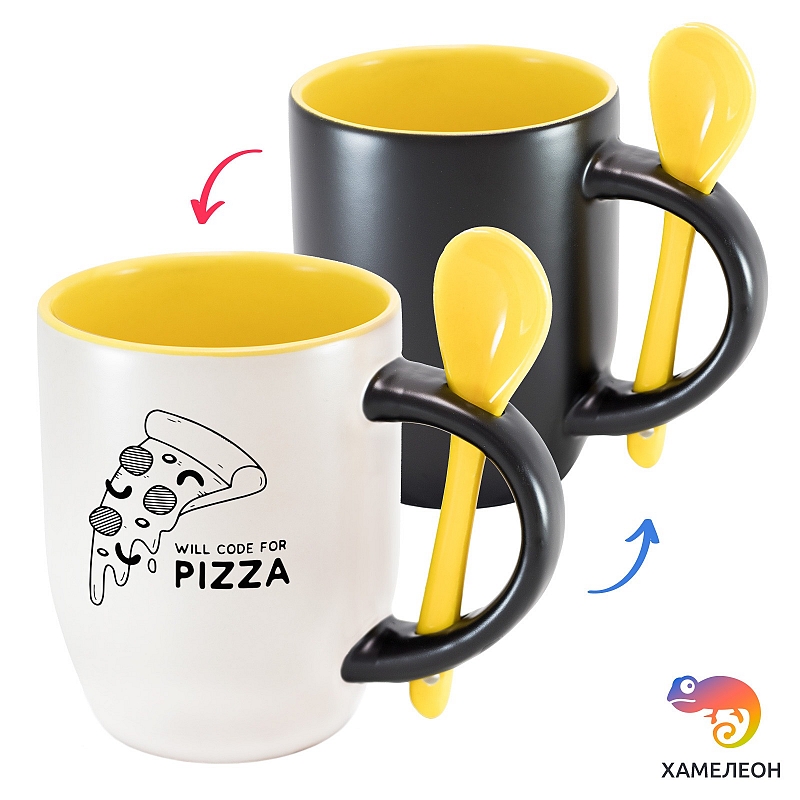 Кружка хамелеон Will Code For Pizza - # 4 Кружка хамелеон Will Code For Pizza #4