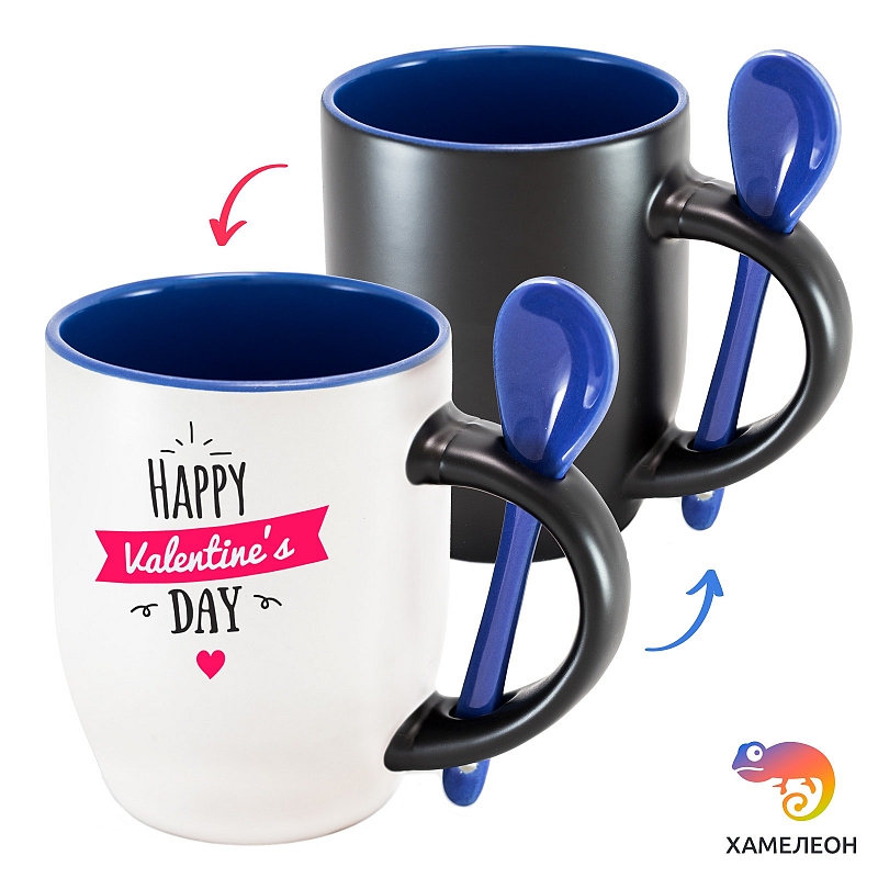 Кружка хамелеон Happy Valentine's Day (pink) - # 3 Кружка хамелеон Happy Valentine's Day (pink) #3