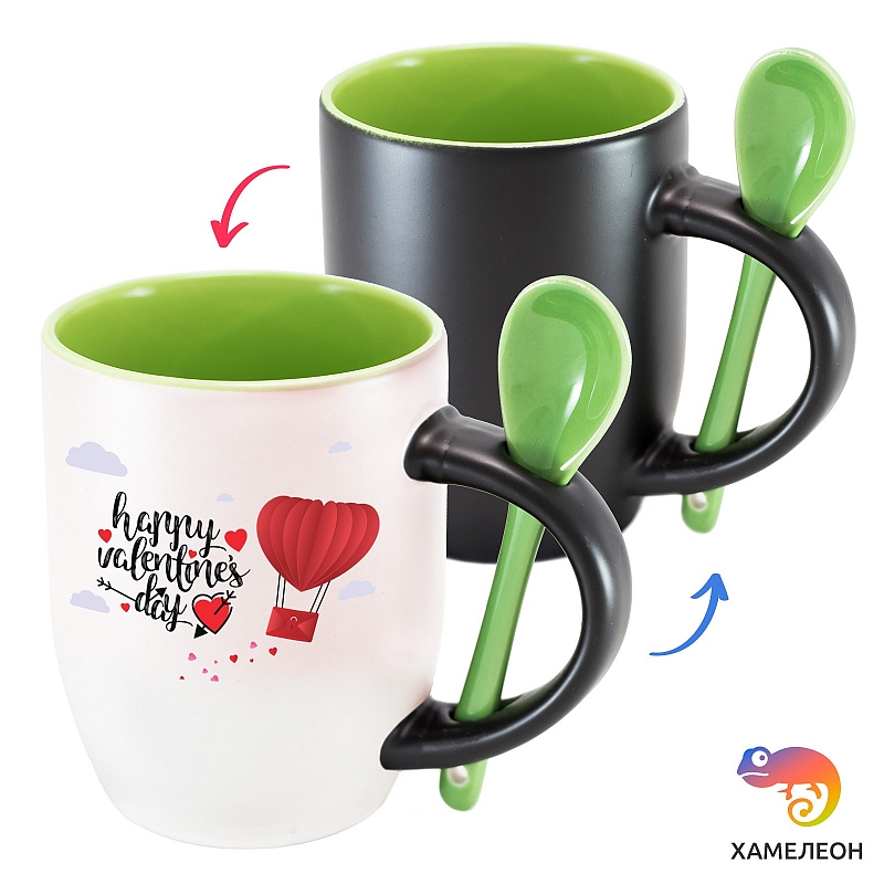 Кружка хамелеон Happy Valentine's Day (парашютик) - # 4 Кружка хамелеон Happy Valentine's Day (парашютик) #4