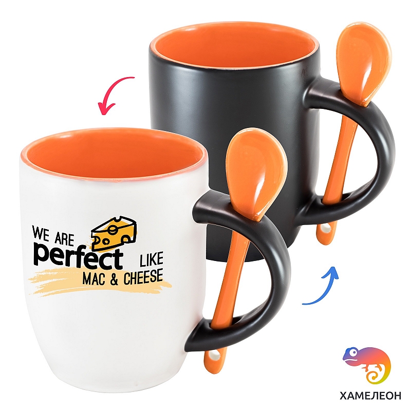 Кружка хамелеон We are Perfect like Mac & Cheese - # 2 Кружка хамелеон We are Perfect like Mac & Cheese #2