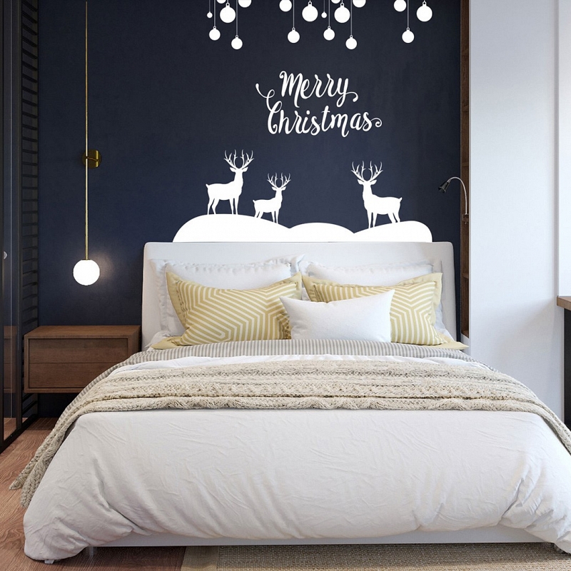 Наклейка на стену «Новогодние олени» - # 2 Наклейка на стену «Новогодние олени» #2