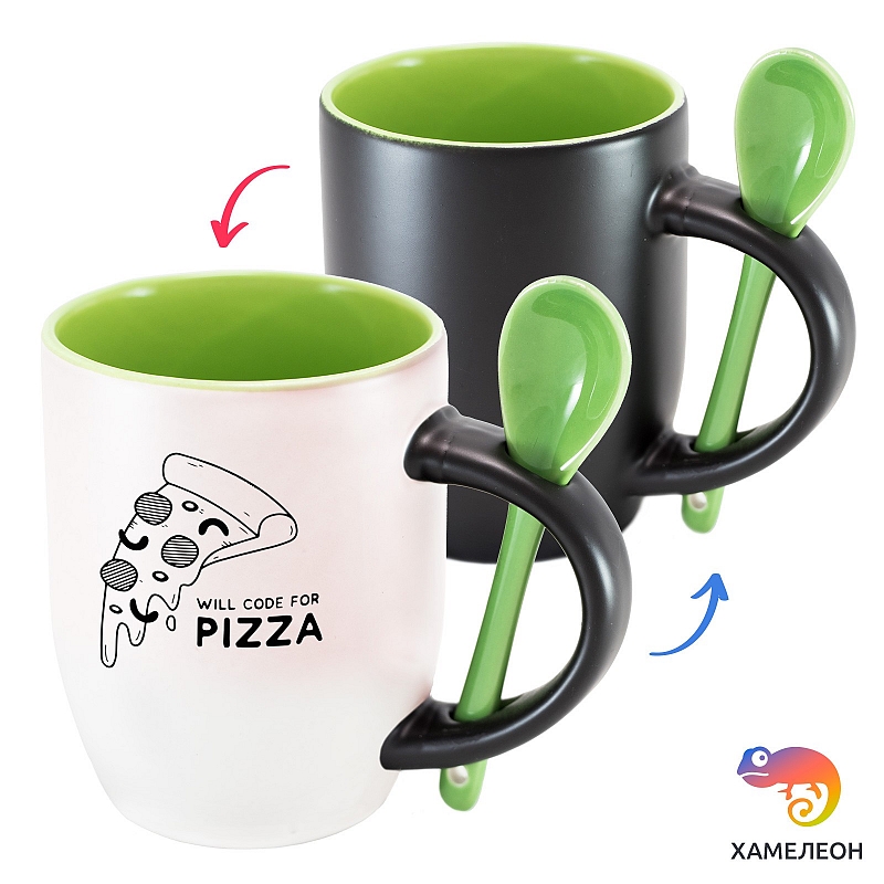 Кружка хамелеон Will Code For Pizza - # 2 Кружка хамелеон Will Code For Pizza #2