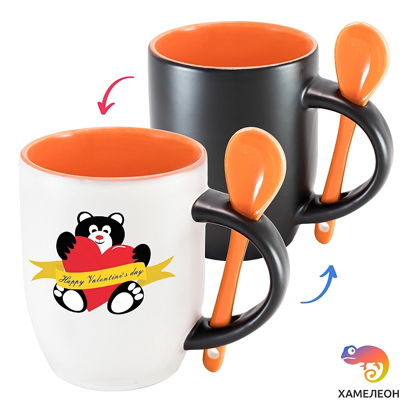 Кружка хамелеон Happy Valentine's Day (мишка) - # 2 Кружка хамелеон Happy Valentine's Day (мишка) #2