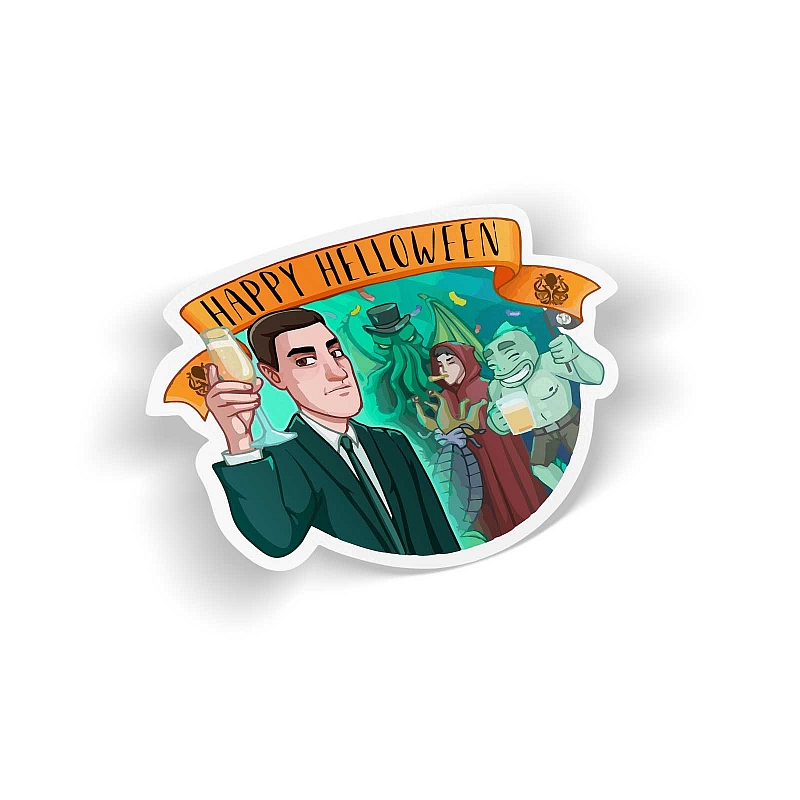 Стикер Хэппи хэллоуин Лавкрафт - # 1 Стикер Хэппи хэллоуин Лавкрафт #1
