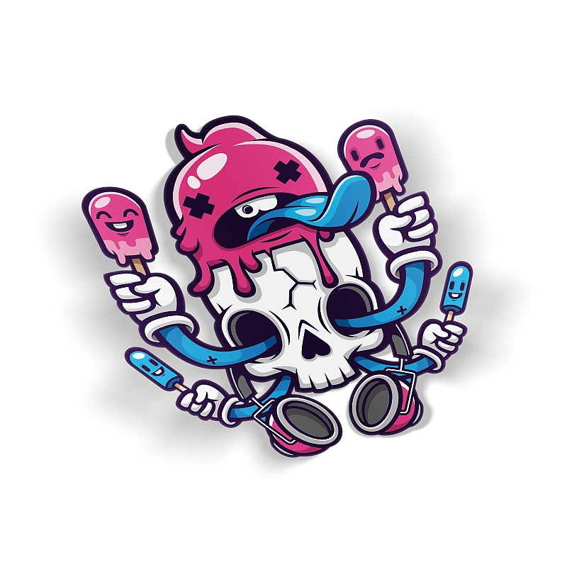 Стикер Череп с мороженными - # 1 Стикер Череп с мороженными #1