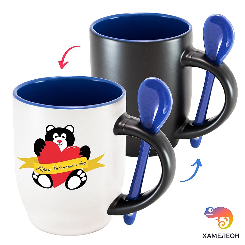 Кружка хамелеон Happy Valentine's Day (мишка) - # 1 Кружка хамелеон Happy Valentine's Day (мишка) #1