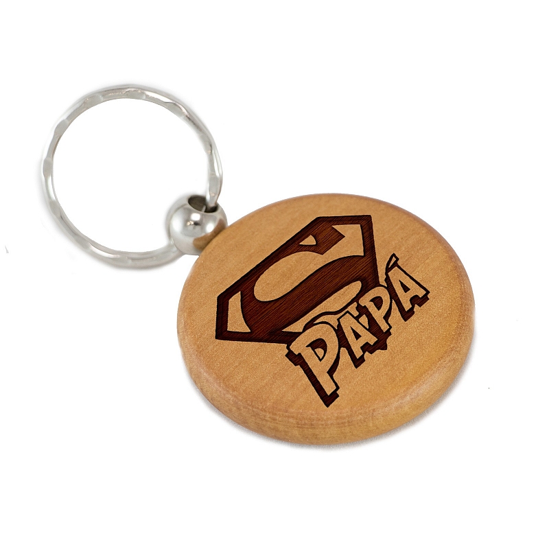 Брелок Super Papa из дерева - # 1 Брелок Super Papa из дерева #1