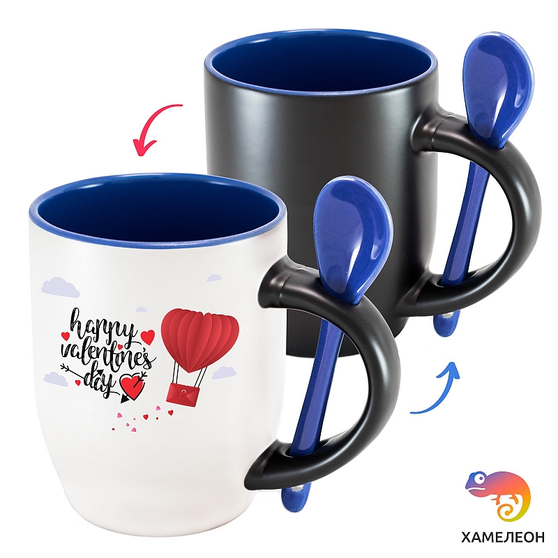 Кружка хамелеон Happy Valentine's Day (парашютик) - # 3 Кружка хамелеон Happy Valentine's Day (парашютик) #3