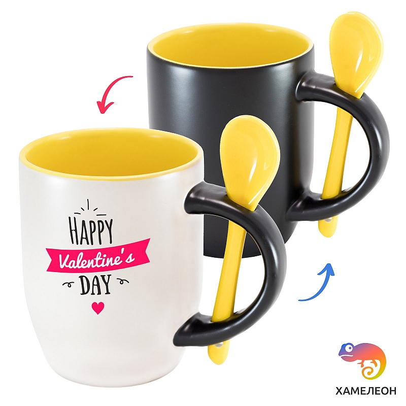 Кружка хамелеон Happy Valentine's Day (pink) - # 2 Кружка хамелеон Happy Valentine's Day (pink) #2