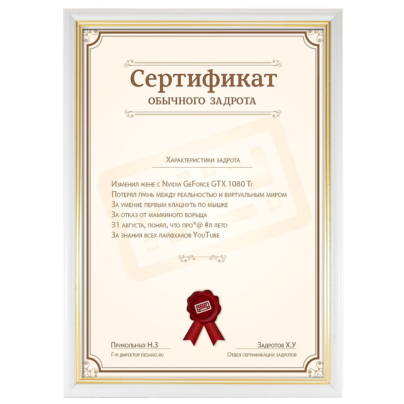 Сертификат обычного задрота - # 3 Сертификат обычного задрота #3