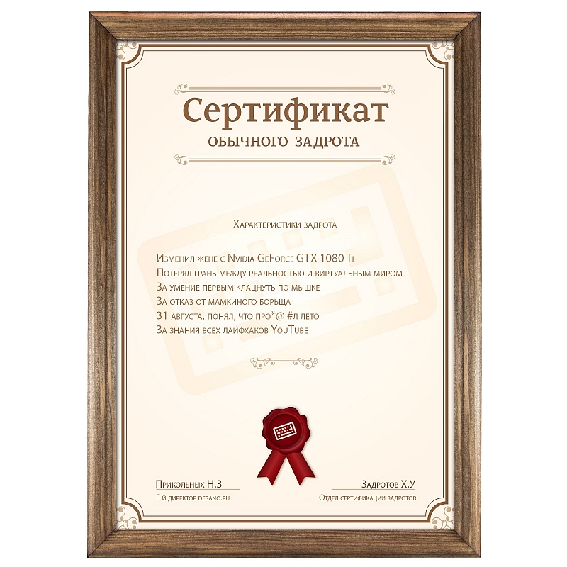 Сертификат обычного задрота #2