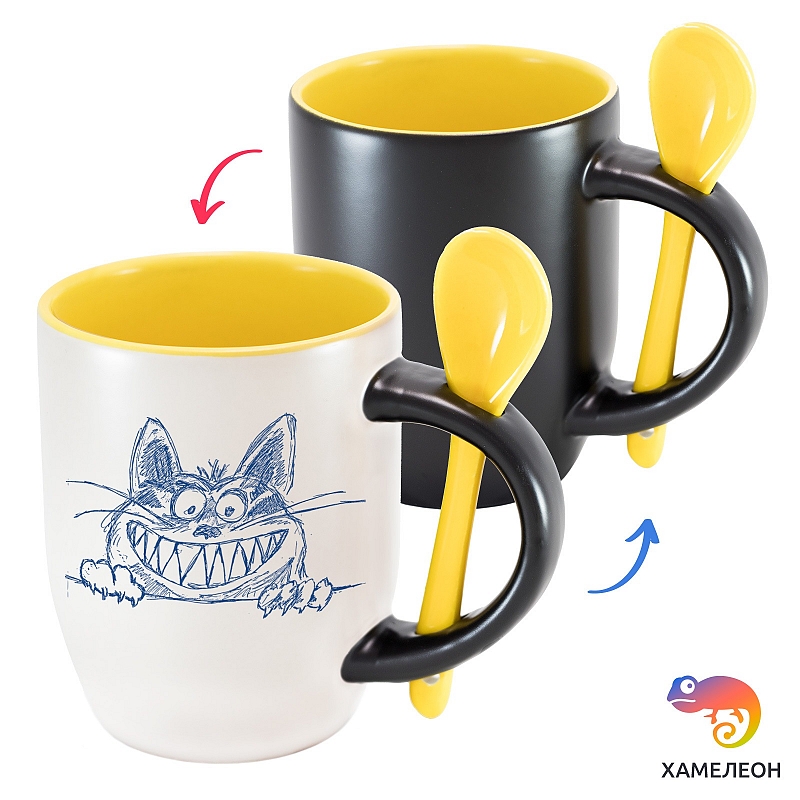 Кружка хамелеон «Нарисованный котик» - # 3 Кружка хамелеон «Нарисованный котик» #3